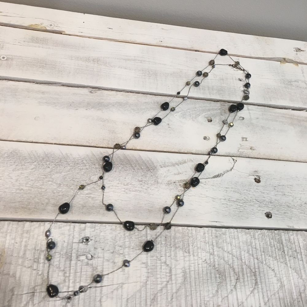Layered Stone and Crystal Necklace