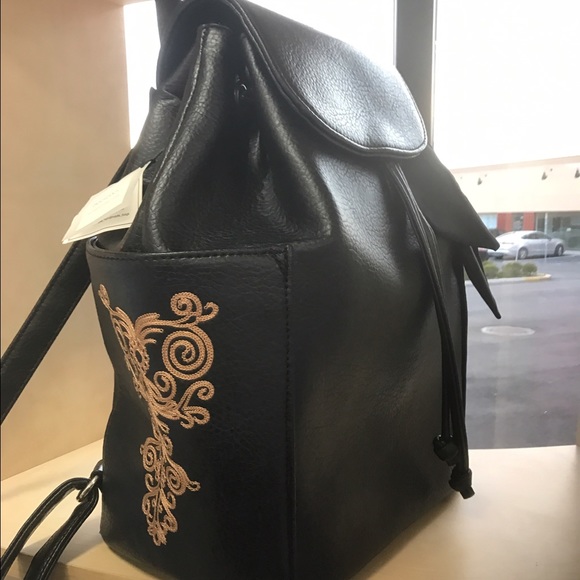 Black leather backpack