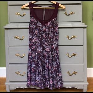 Purple floral print sleeveless dress