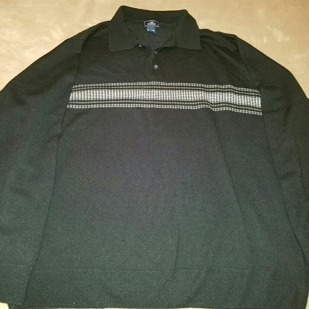 Men's Black Dockers sweater open collar XXL