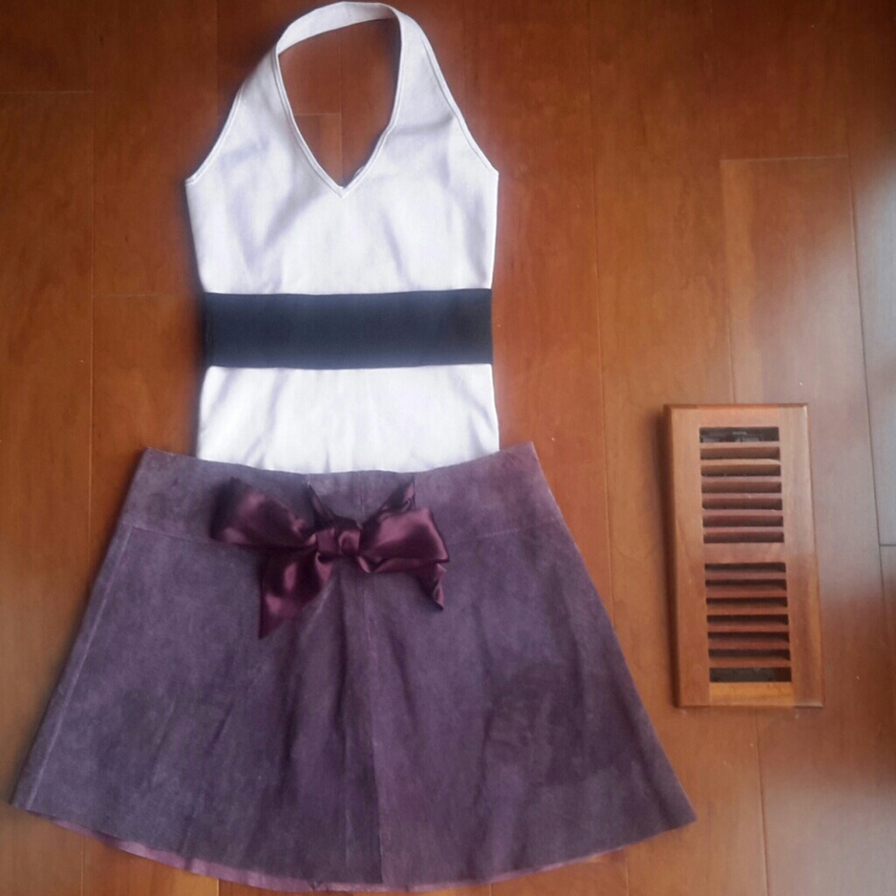 Bebe purple leather mini skirt, size 8