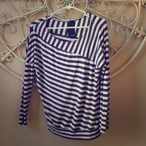 Black and beige striped top