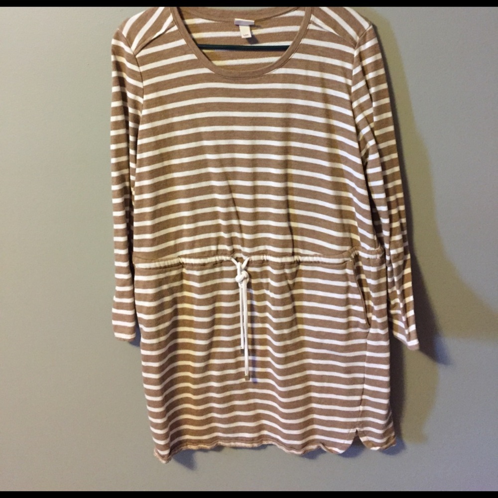 Merona 3/4 sleeve striped tunic sweatshirt