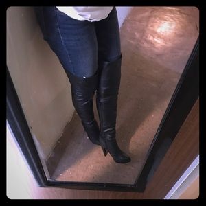 Black leatherette thigh high Aldo boots NEW