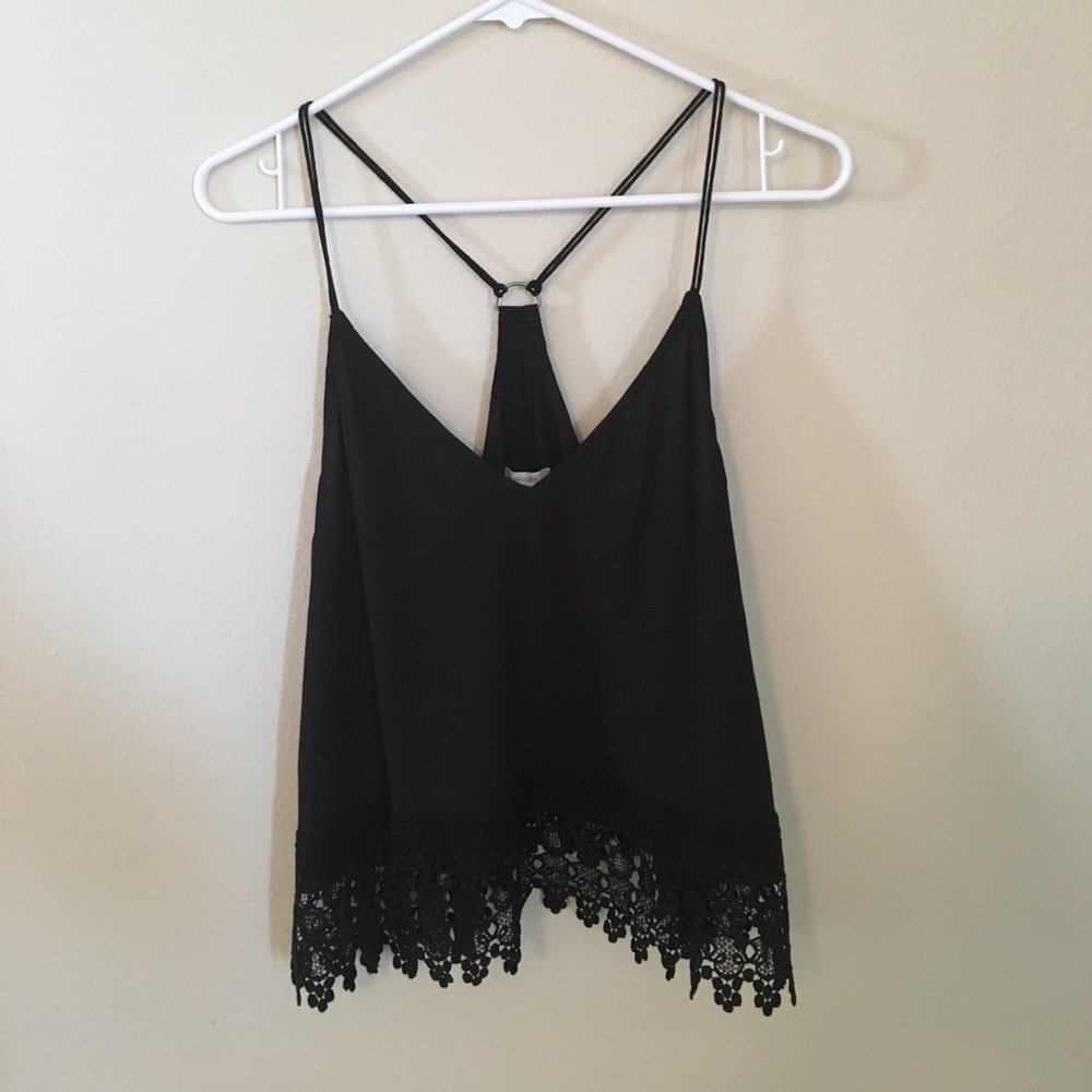 Black racer back crop top