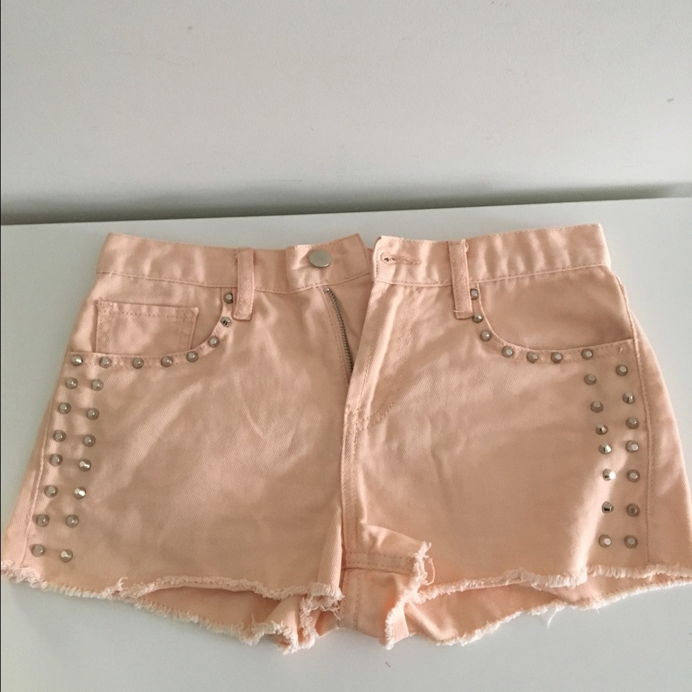 Studded denim shorts