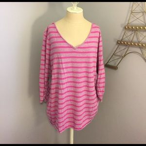 Lane Bryant striped cotton modal 3/4 sleeve shirt