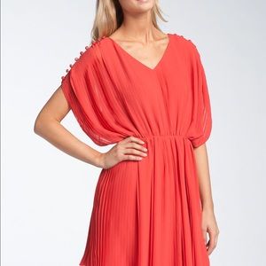 Beautiful red pleated chiffon evening dress!