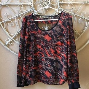 Orange, black and beige top