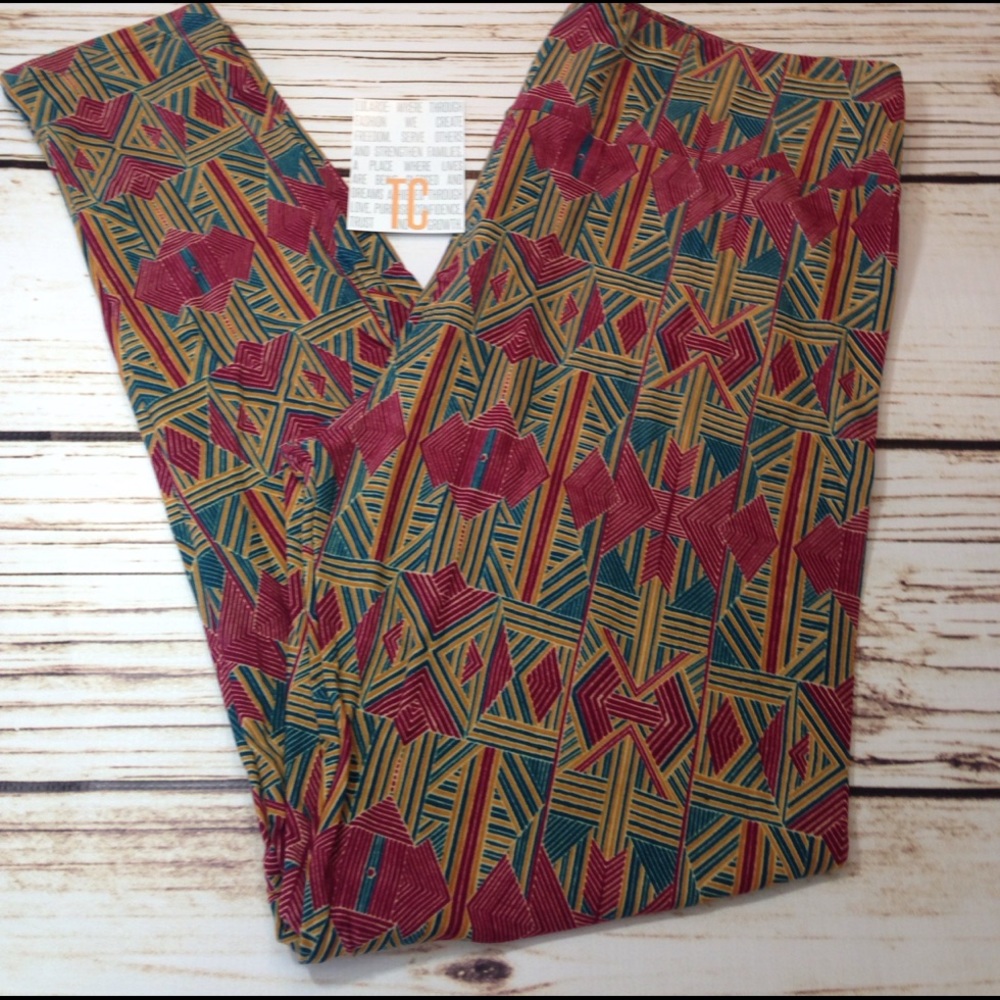 Gel blue and deep mustard print T/C leggings NWT