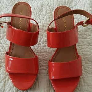 Orange hugh heel sandals