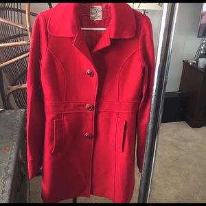 Red wool pea coat
