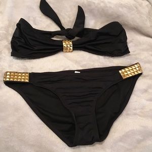 Black gold studded bikini