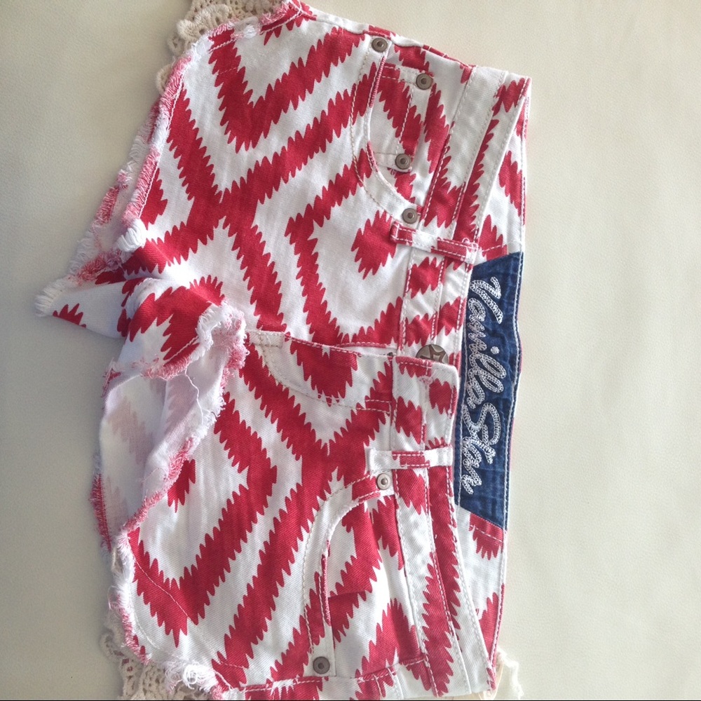 Red orange and white shorts