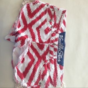 Red orange and white shorts