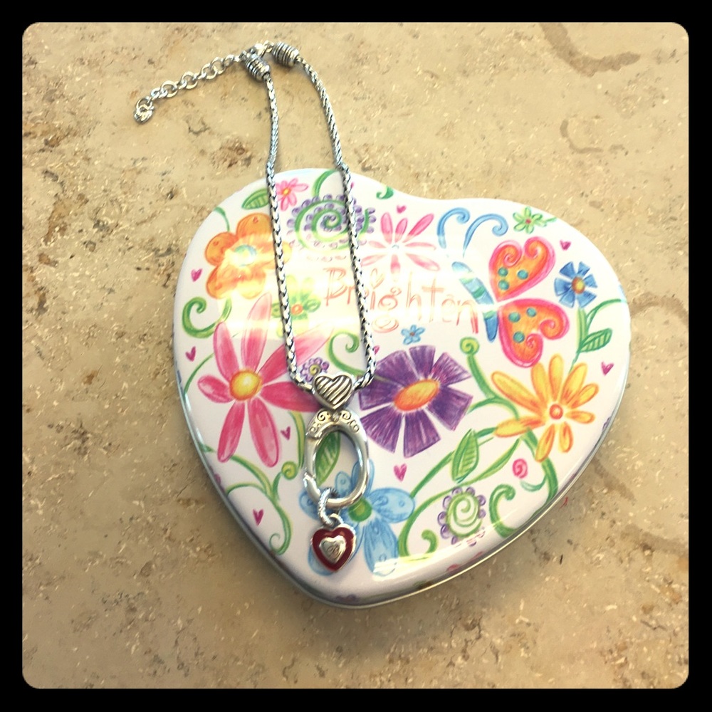 Brighton Charm Holder Necklace with ❤️ Charm❣️❣️❣️