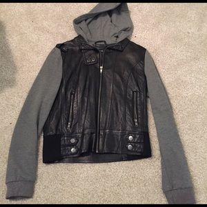 Leather/sweatshirt jacket