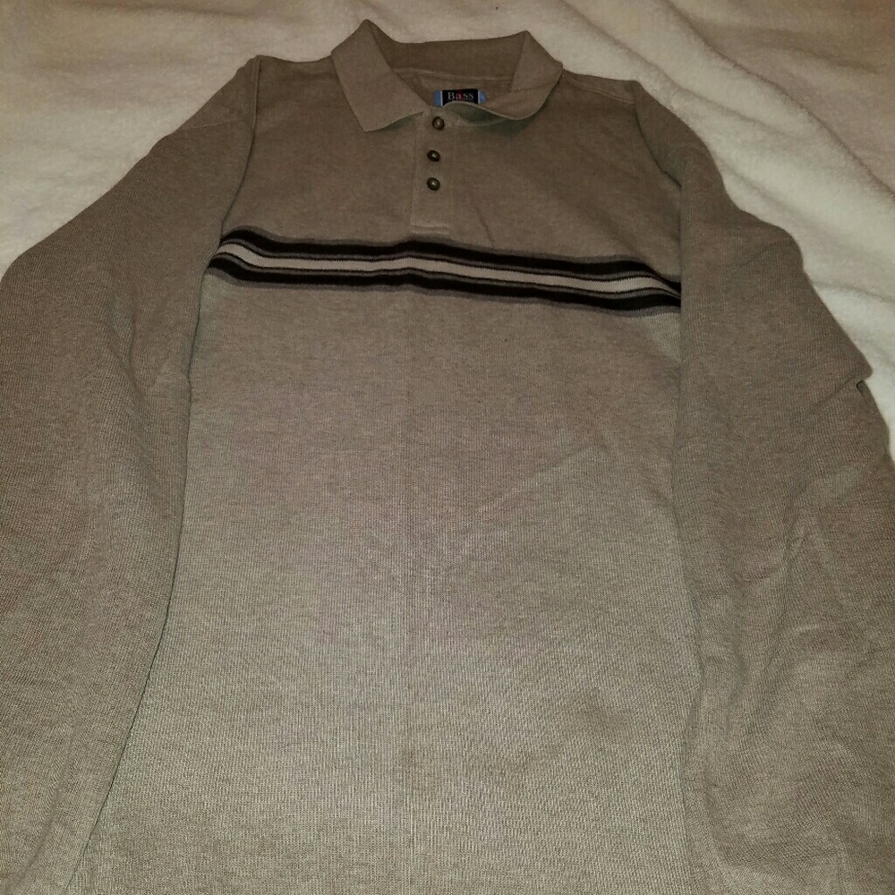 NEW Men's Tan Bass open collar sweater XXL