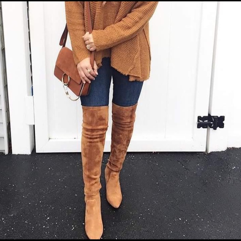 Marlo Tan Suede Over The Knee Boots