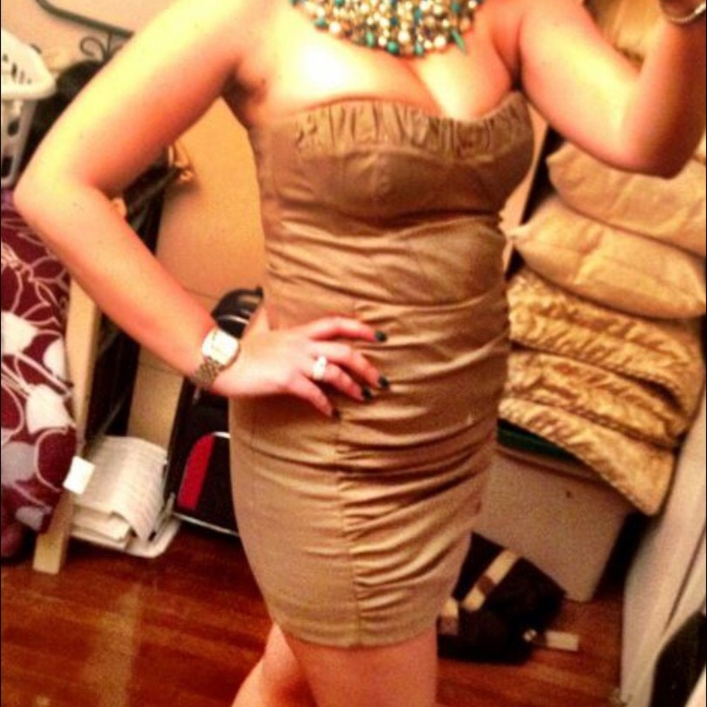 Nanette Lepore size 8 strapless khaki dress