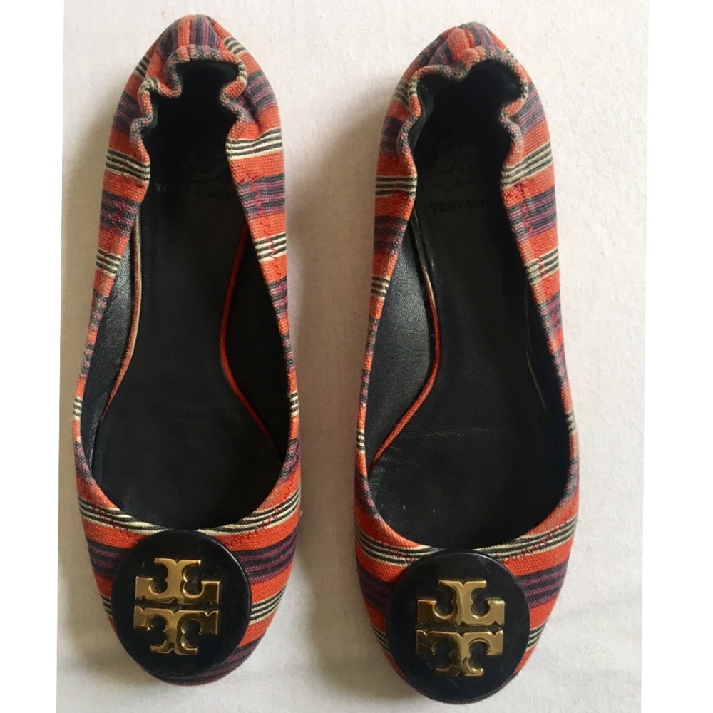 Tory Burch Multicolored Reva Striped Canvas Flats
