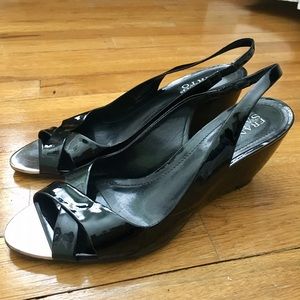 Franco Sarto Black Wedge Sandals