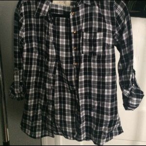 NEVER worn black and white flannel