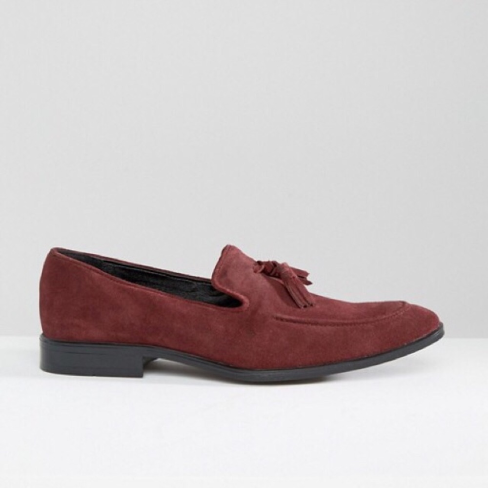 3xHP! NIB Loafers Suede, Tassel, Burgundy - Picture 5 of 6