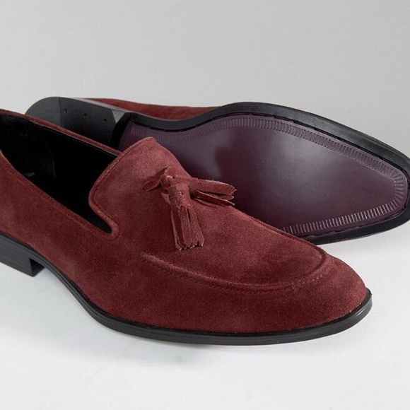 3xHP! NIB Loafers Suede, Tassel, Burgundy - Picture 3 of 6