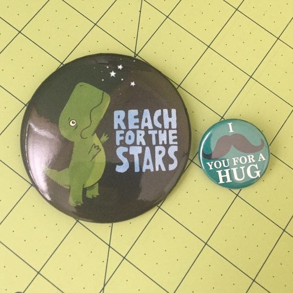 Reach for the stars dinosaur and mustache buttons - Picture 1 of 1