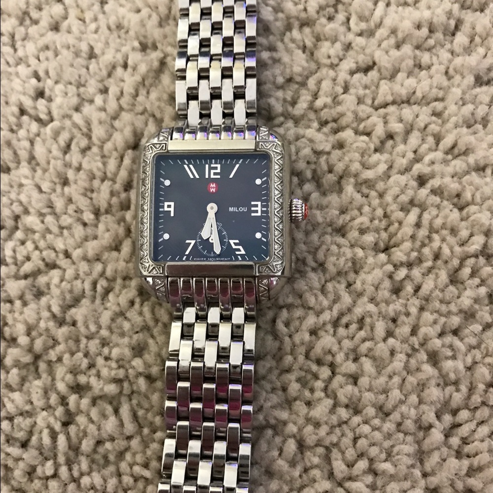 Michele Milou Diamond Watch, Black