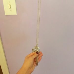 Long silver elephant necklace