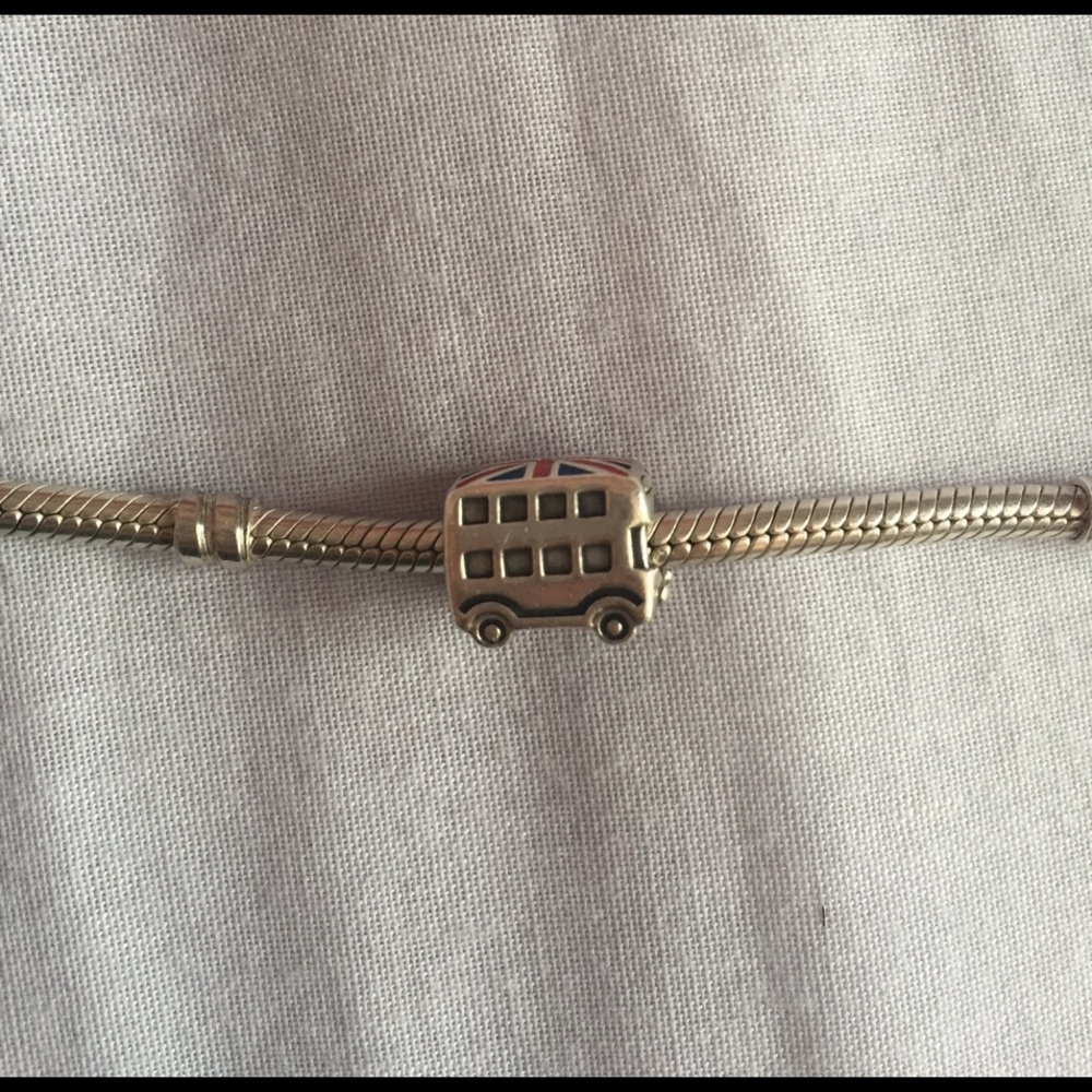 Authentic Pandora British double-decker bus charm