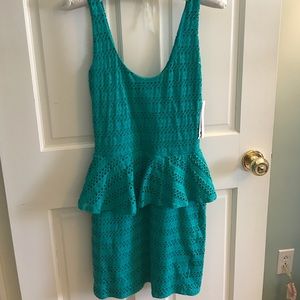 Teal AQUA by Bloomingdales peplum dress