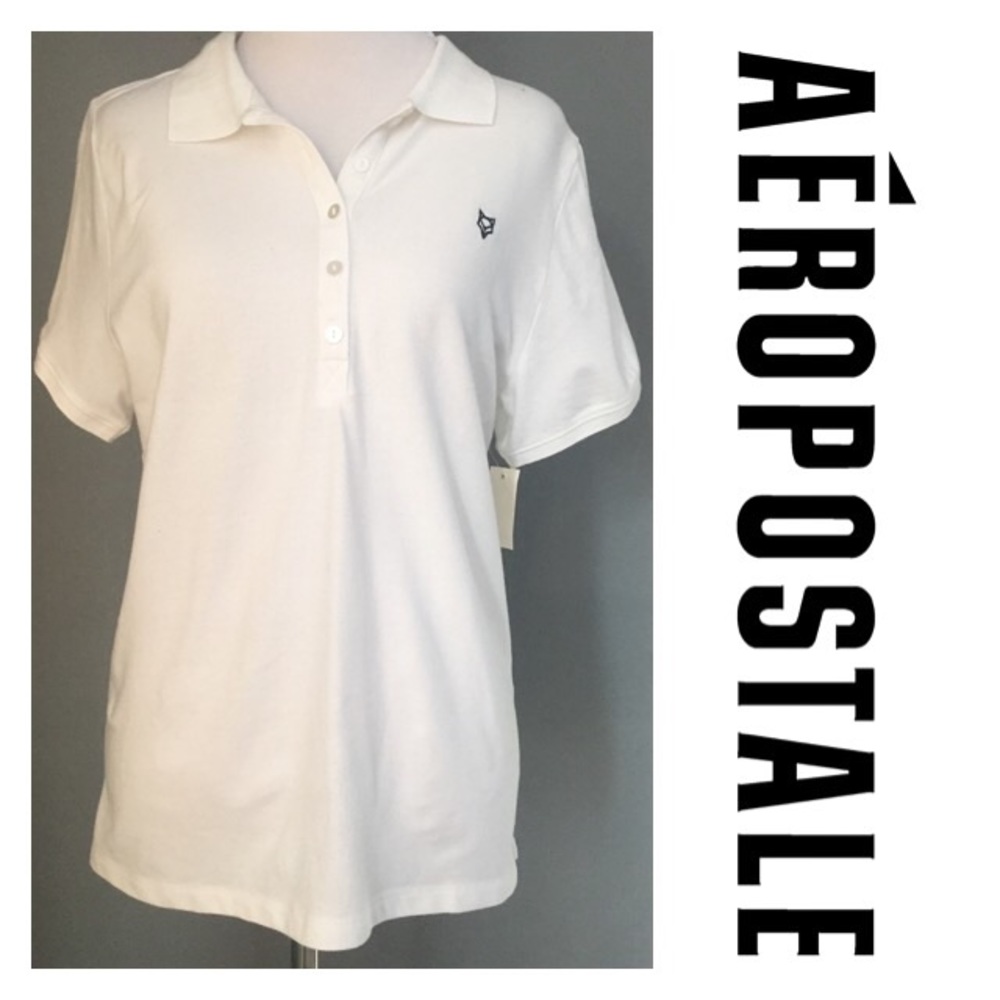 Prince + Fox White Polo by Aeropostale XL Women