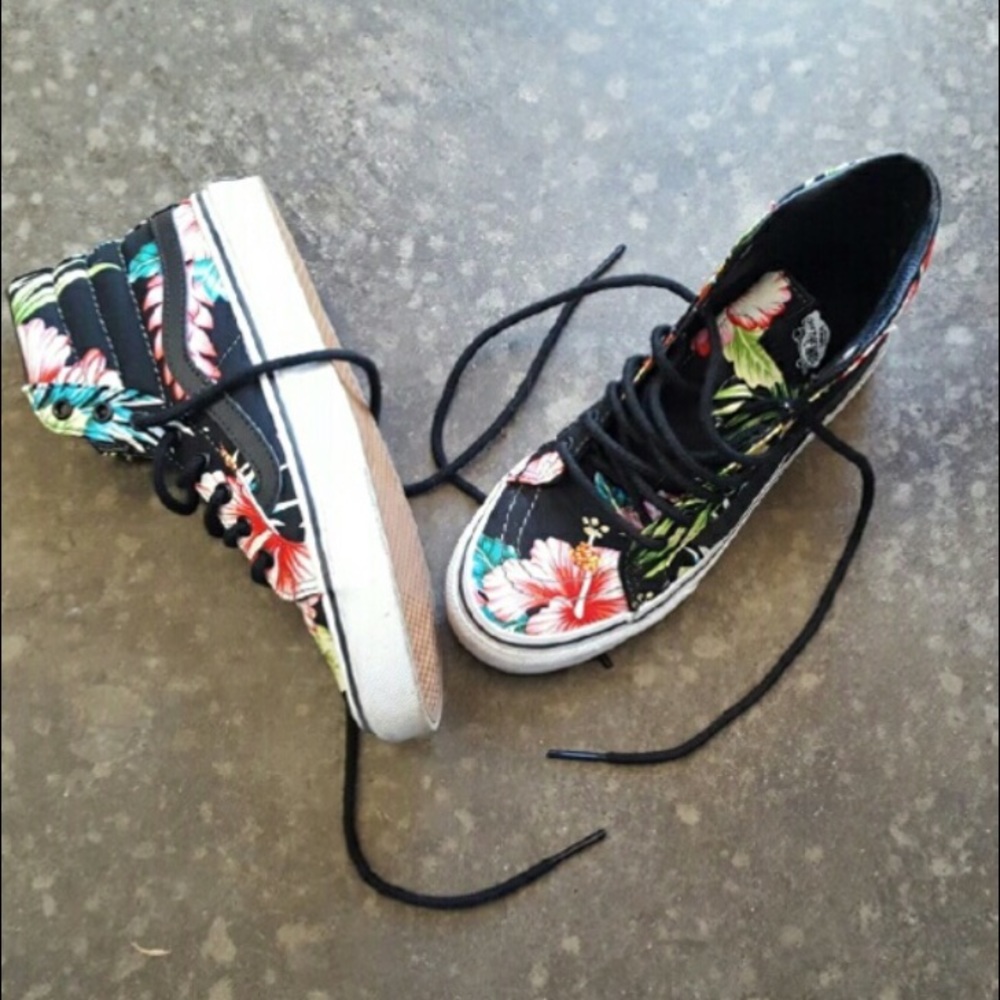 Vans Flower High Top Print Shoes 6.5 size
