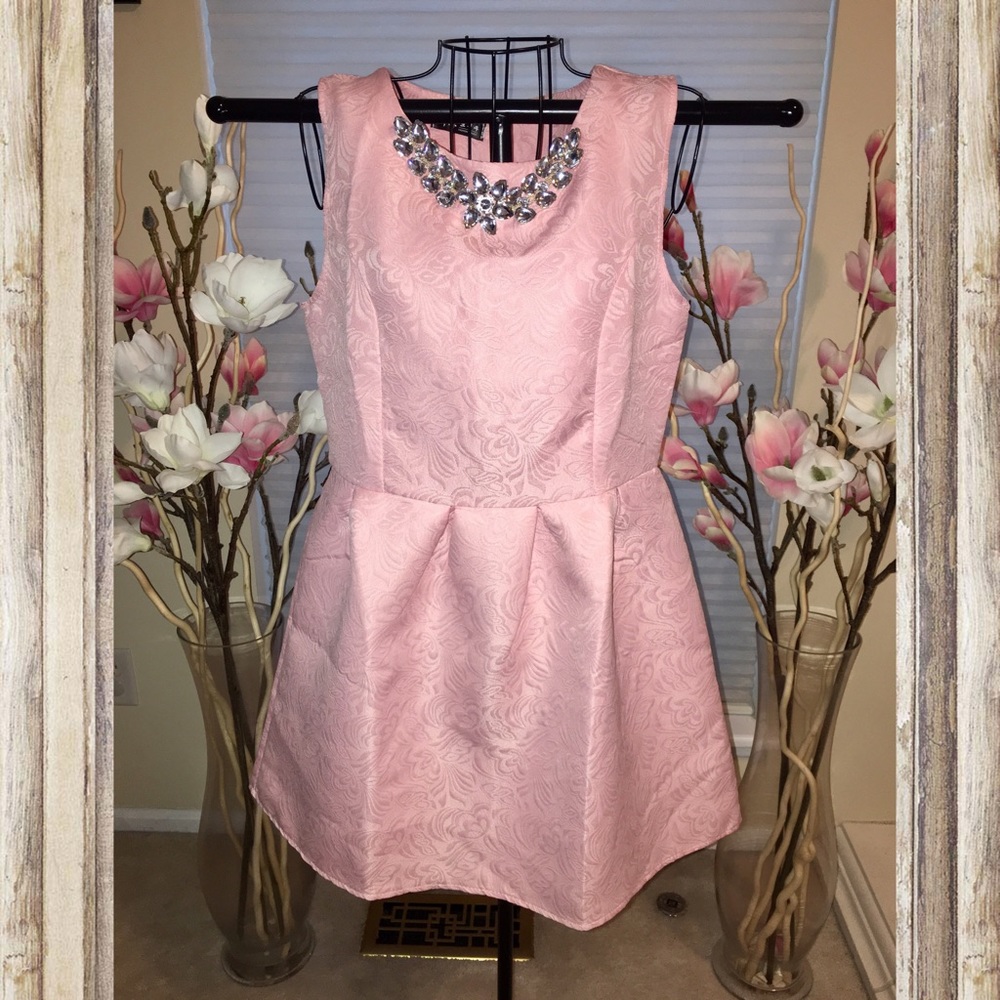 **SOLD**Rhinestone Pink Fit n Flare Cocktail Dress