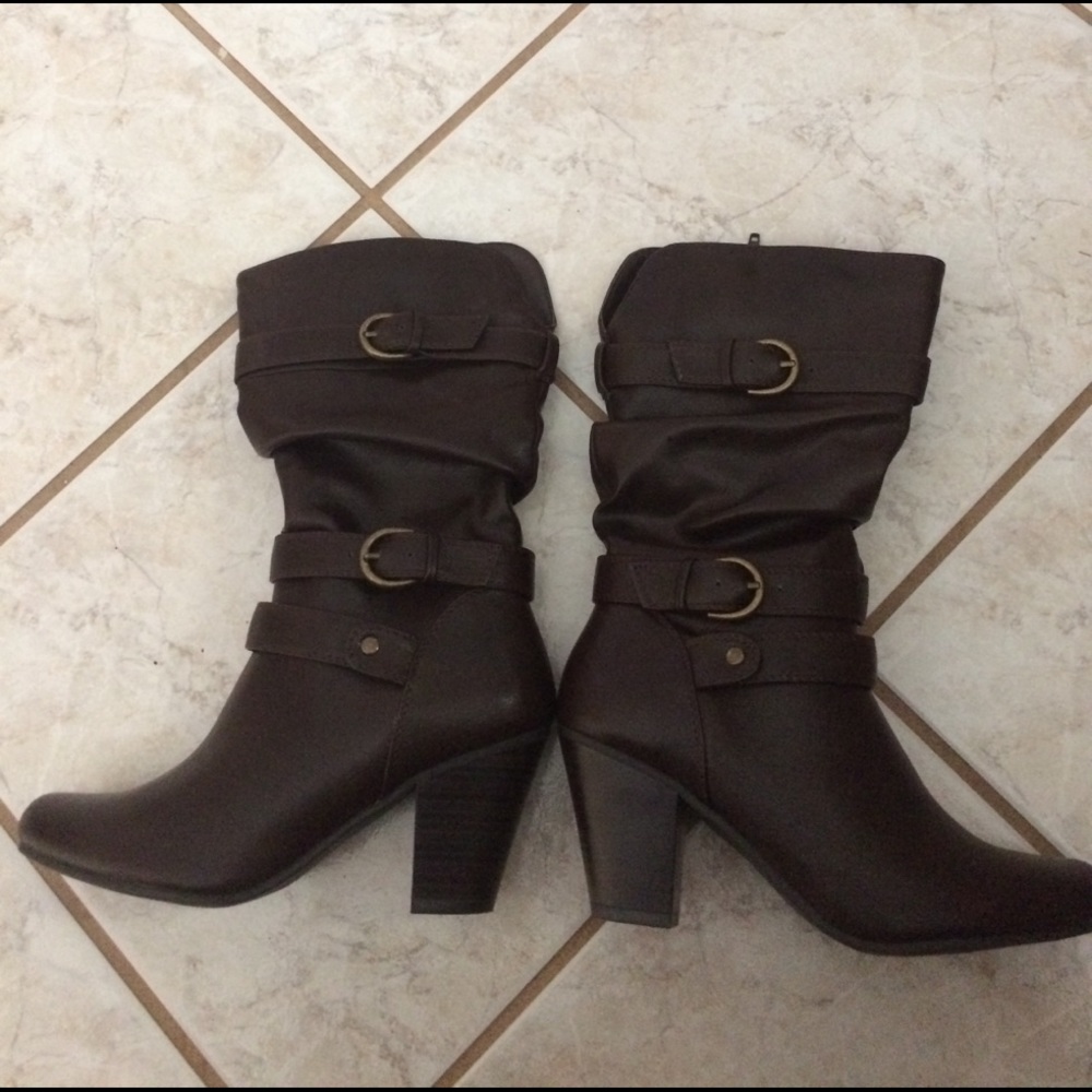 Apt 9 brown mid calf brown boots size 7.5