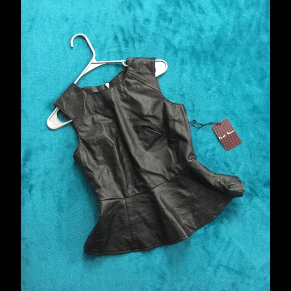 Faux leather peplum top - Picture 2 of 2