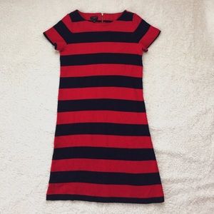 Talbots Petite Red and Navy Striped Sailor Dress