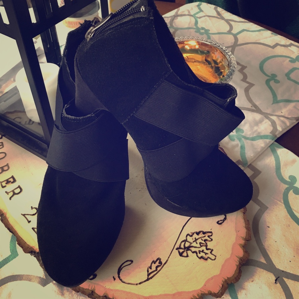 Black suede booties