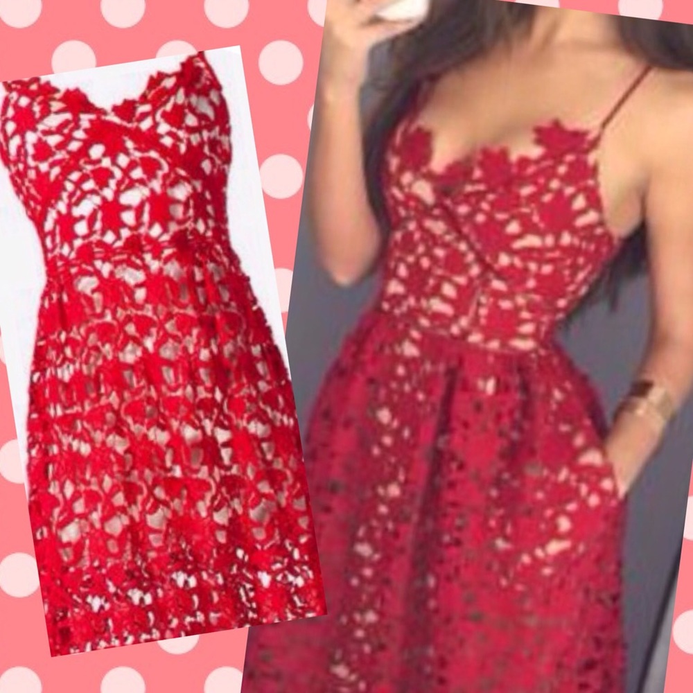 💋👗 Red Crochet Dress - Picture 5 of 7