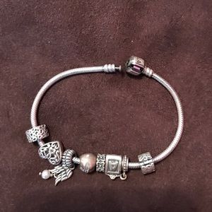 Pandora bracelet with charms