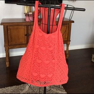 Coral Lace Tank Top