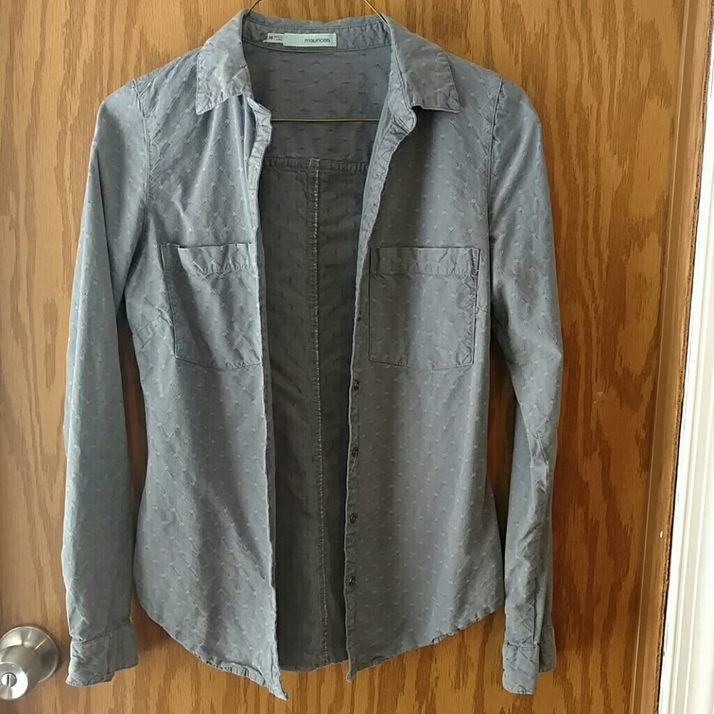 Gray button down shirt