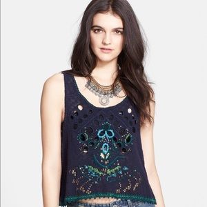 NWT Free People Knit Blue Tank - Size Large