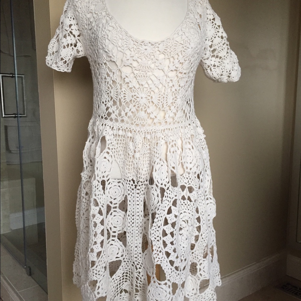 Anthropology crochet dress, unlined M