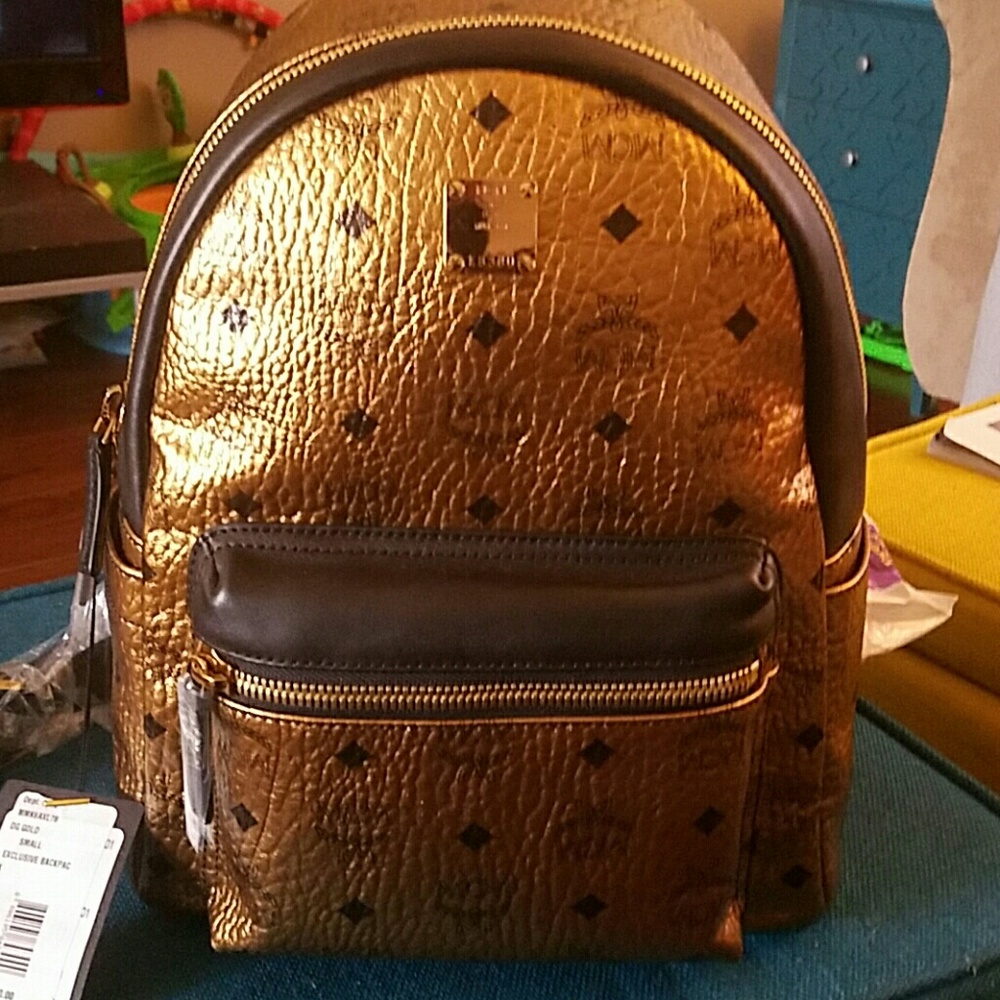 MCM Small Gold Exclusive Backpack