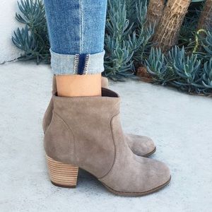 TAUPE HIGH HEELED BOOTIES - NEVER WORN
