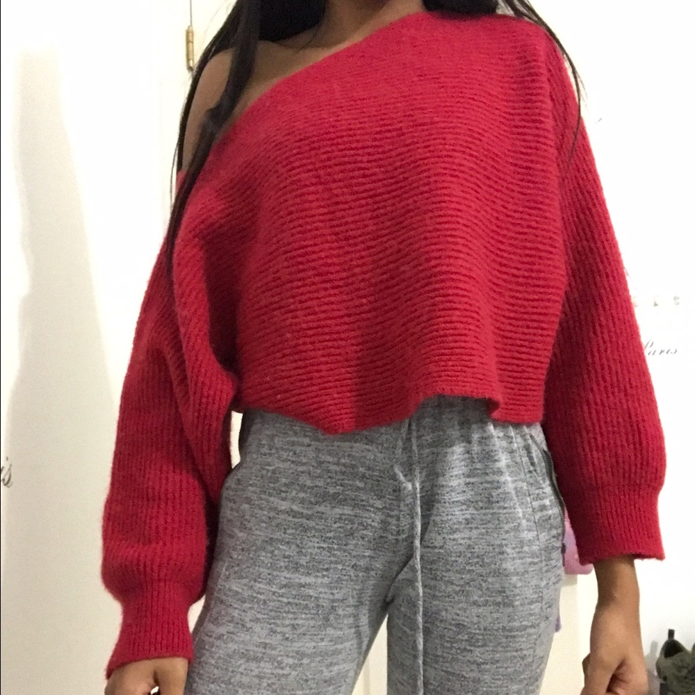 Free People Asymmetrical Off the Shoulder Sweater